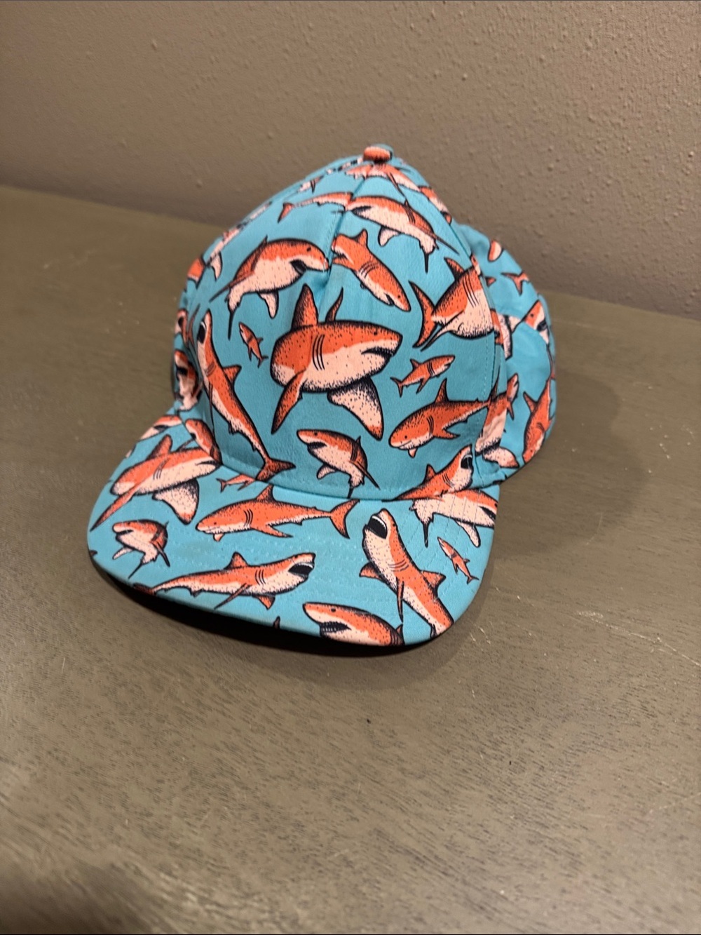 Rowdy Gentlemen Shark Print Blue and Orange Baseball Cap OS